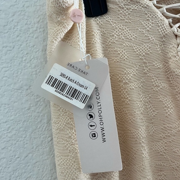 NWT OH POLLY | Zuni Lace Up Back High Waisted Flare Trousers in Cream | Size 10 - Picture 9 of 13